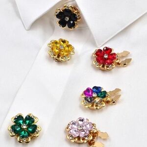 Medium Shirt Cufflinks Button Cover Collar Button Diamond 2Pcs